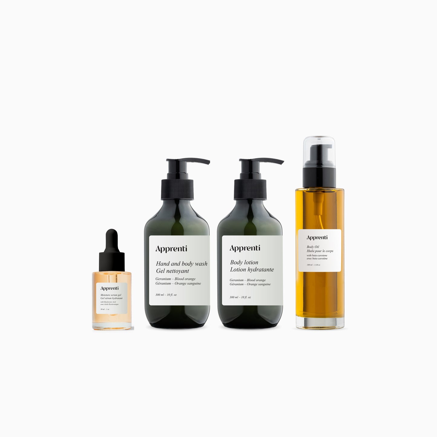 Geranium Essentials Bundle - Gel, Beta - Carotene, Moisture Serum & Lotion - Apprenti